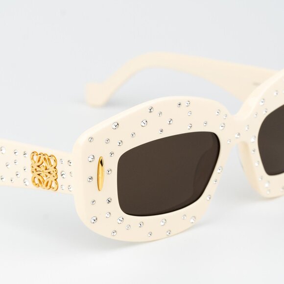 Loewe ANAGRAM Women Sunglasses Crystal Ivory Brown Rectangle LW4114IS 25E - Picture 5 of 13